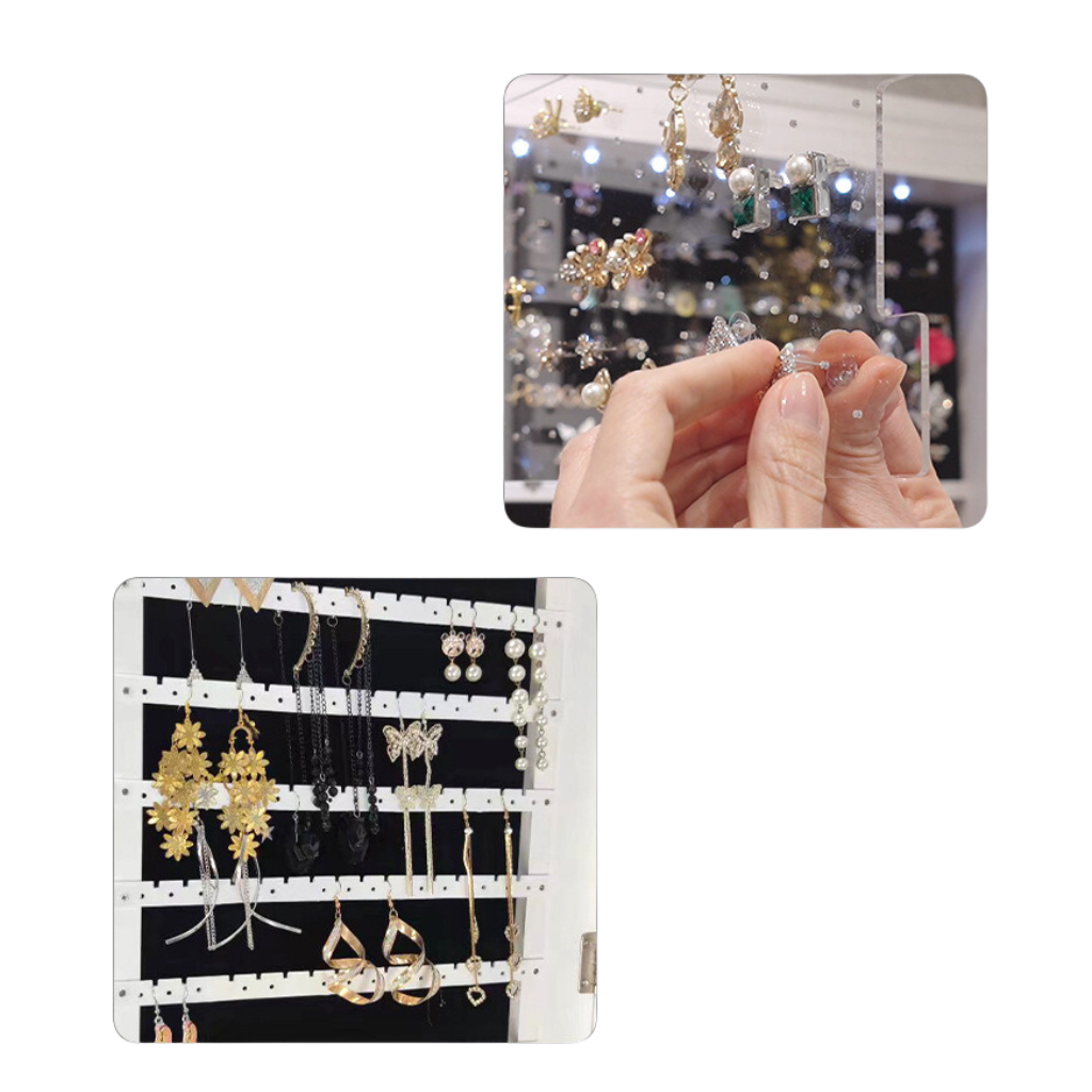 Skříňka na šperky Buxibo na kolečkách - se zrcadlem a LED osvětlením