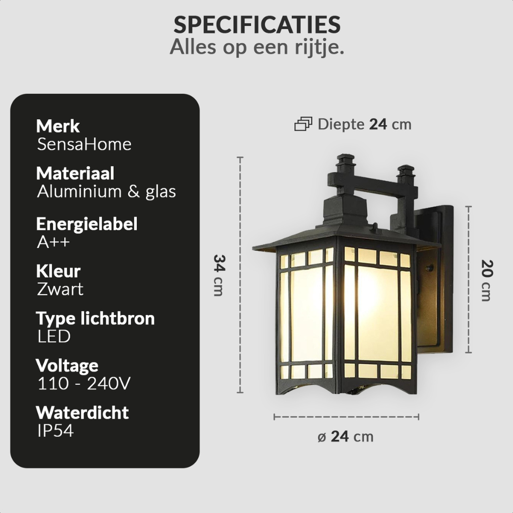 Klassische industrielle Gartenlampe, Außenlampe (schwarz)