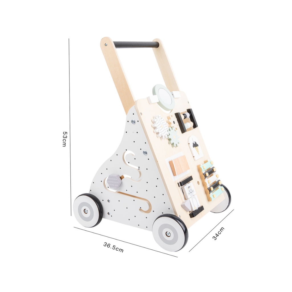 Wooden Montessori walker with activities