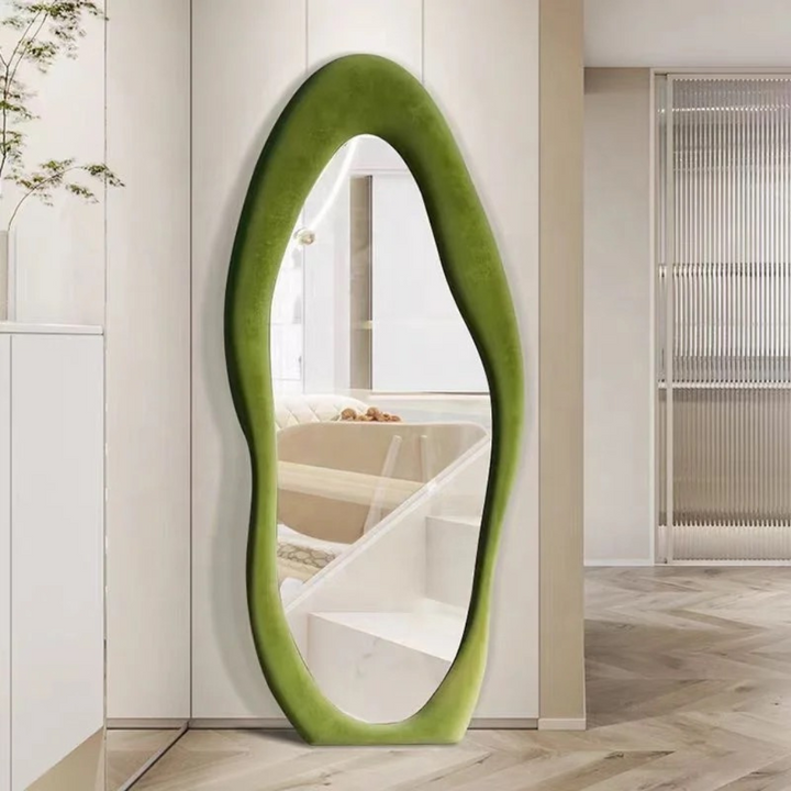 Upholstered Standing Mirror Shaped 160x60 cm - Green