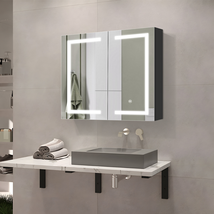 Mirror cabinet with LED lighting - 60x65cm