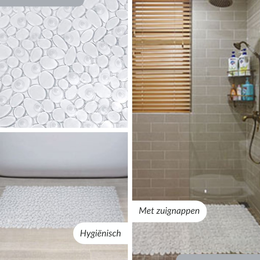 Rutschfeste Duschmatte/Badematte mit Saugnäpfen – 88 x 40 cm – (weiß)