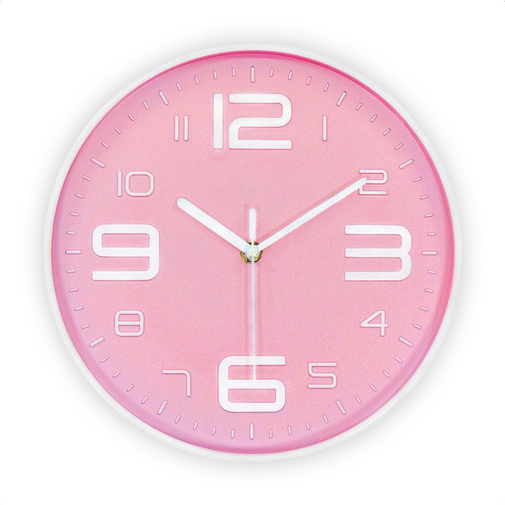Wanduhr – Lautloses Uhrwerk – 25 cm Durchmesser (Rosa)