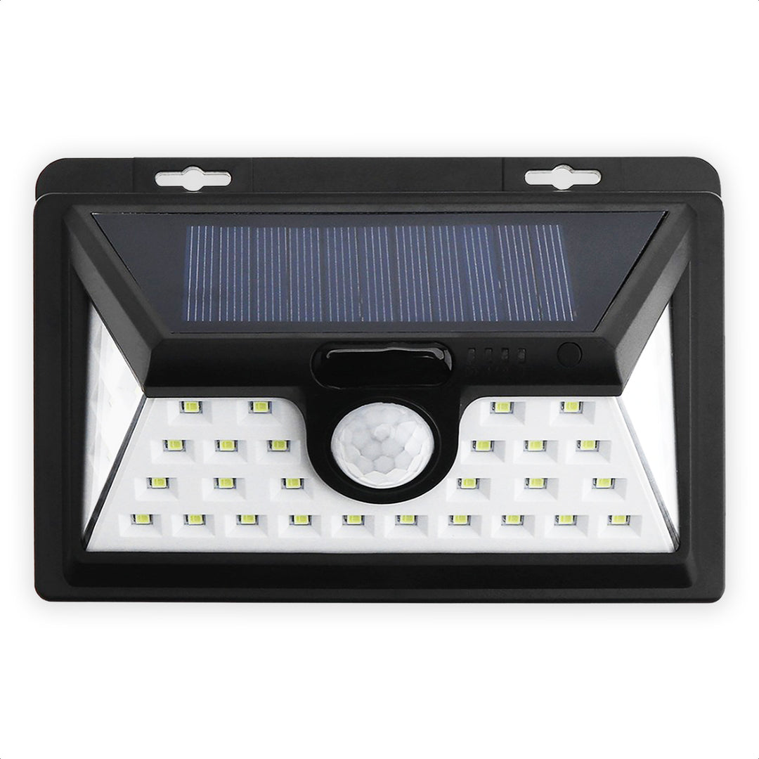 Lámpara solar SensaHome 34 LED con sensor de movimiento para iluminación exterior | Bombilla inteligente | Ecológico con energía solar | Aplique de iluminación exterior con sensor y LED