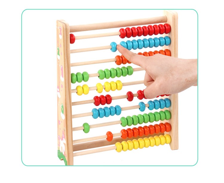 Buxibo - Räknaram i trä för aritmetik - Abacus - Miniräknare - Utbildning - Pedagogiska leksaker - Flerfärgad