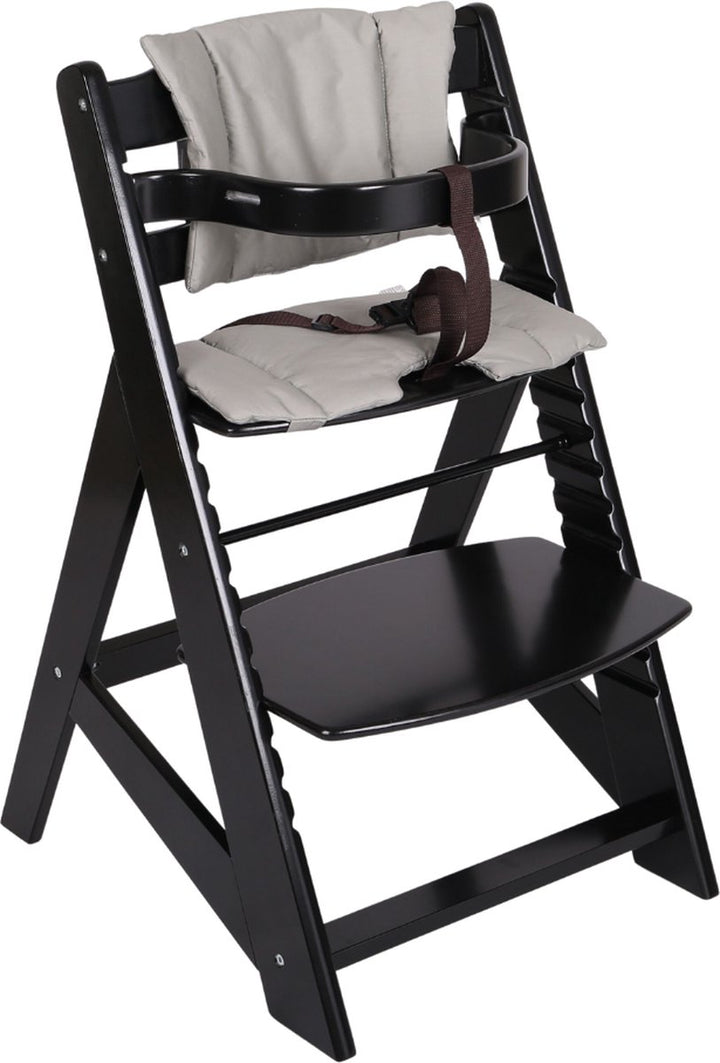 Buxibo Wooden Grow Chair Child - Including Dining Tray - Adjustable High Chair for Comfort and Design - Including Cushion - 48×58×80cm - Black