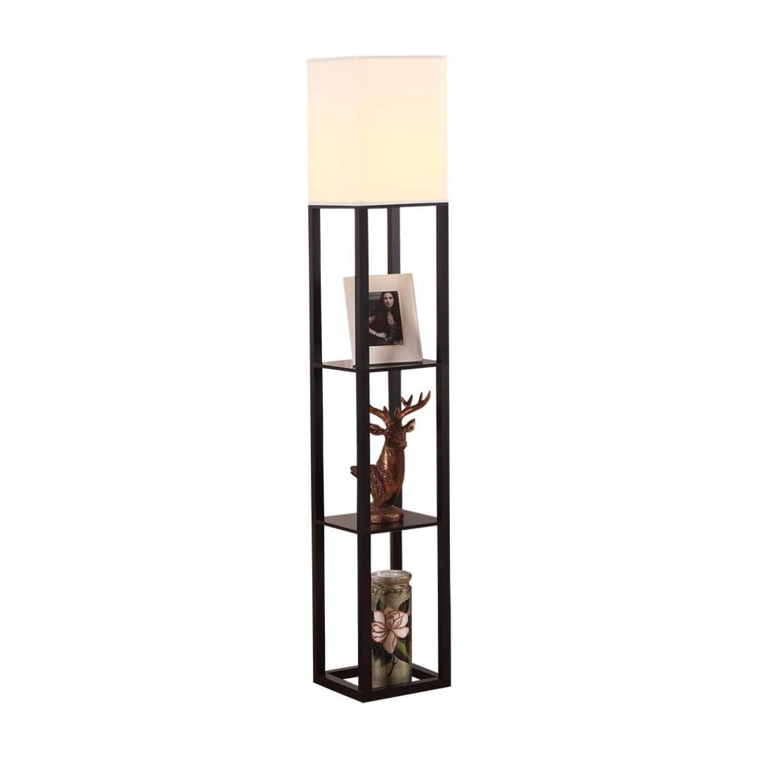 SensaHome MF0808011 Golvlampa - Stålampa med förvaringsutrymme - Stålampa - 26x26x160cm - E27-beslag - Exklusive ljuskälla