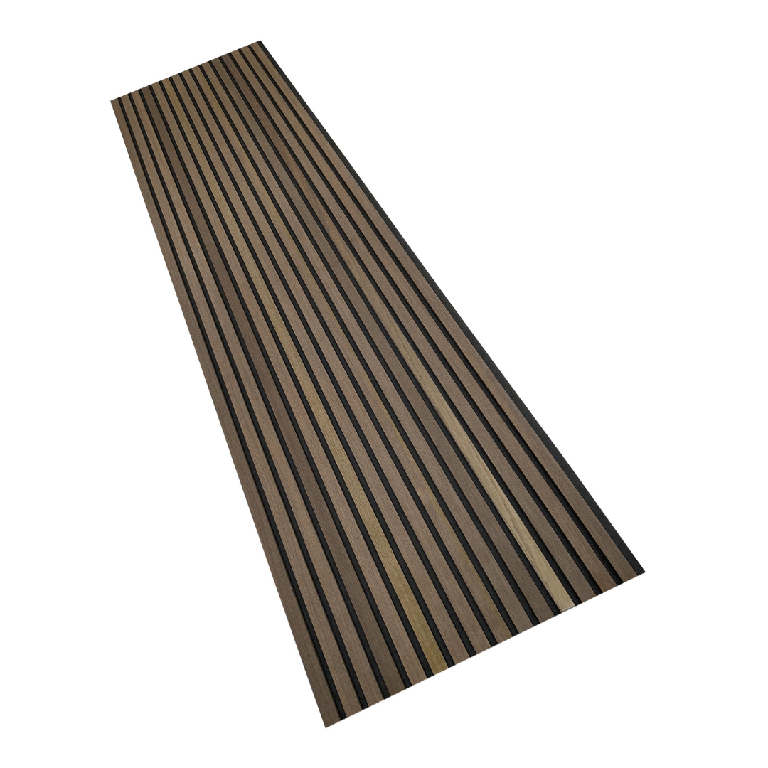 SensaHome Akupanels - Set med 3 - Högkvalitativa träpaneler - Akustiska väggpaneler - TRÄ Paneler - Tillverkad av äkta trä - Träfaner på svart filt - 260x60cm - Rökt ek