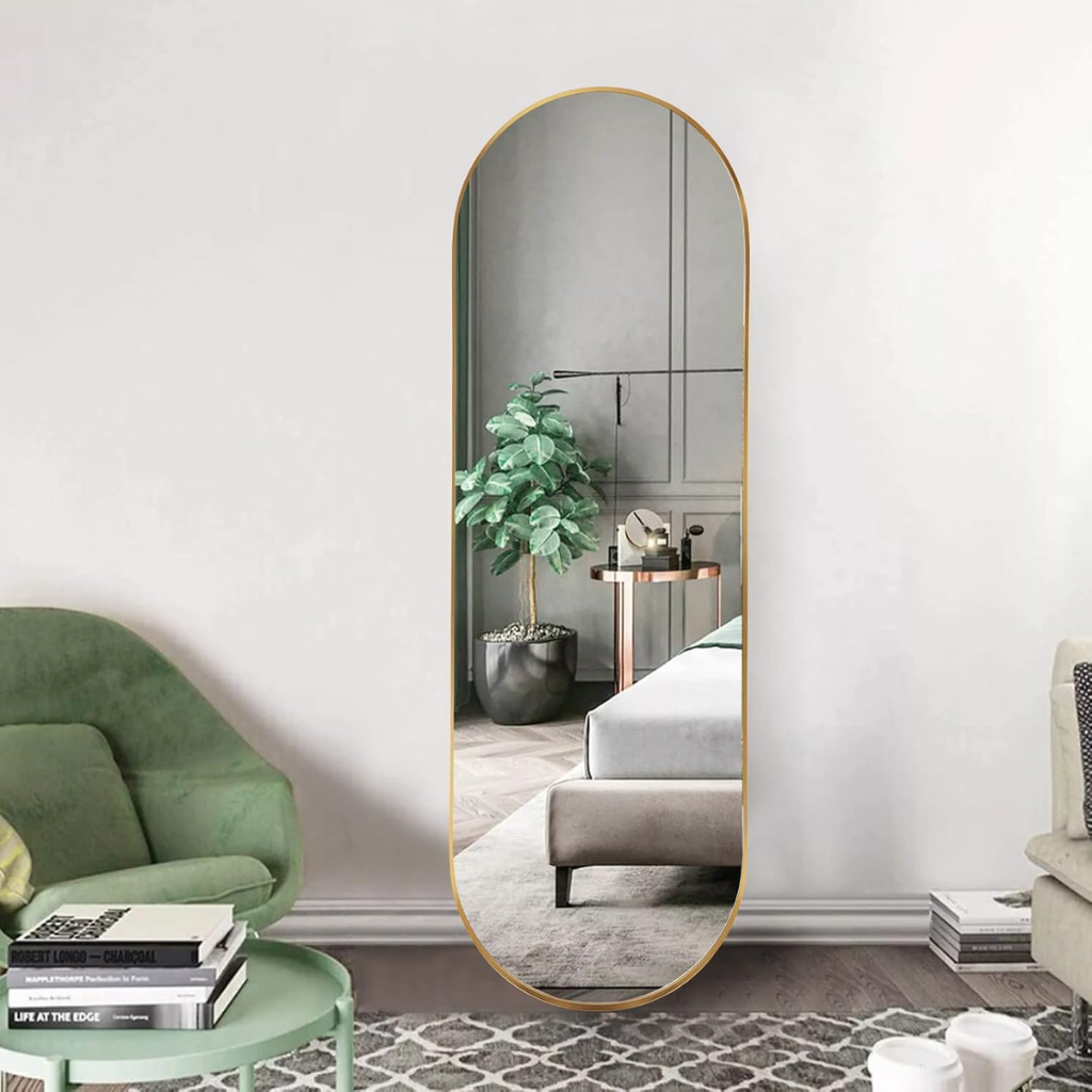 Oval Full Length Mirror - Minimalist Wall Mirror - 50x160cm