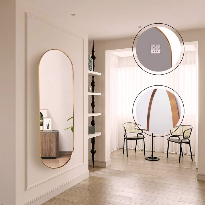 Oval Full Length Mirror - Minimalist Wall Mirror - 50x160cm