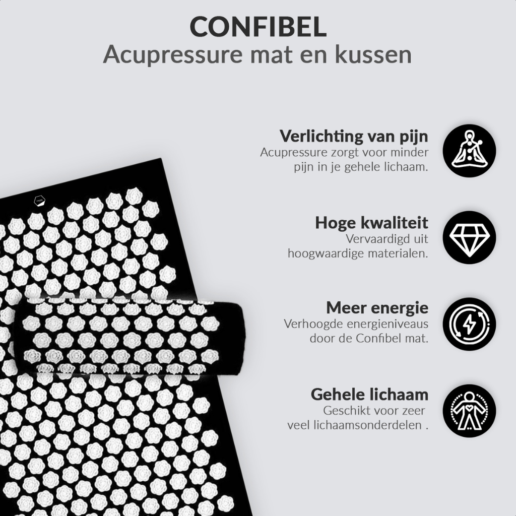 Acupressure Mat en Kussen + 2 Triggerpoint ballen