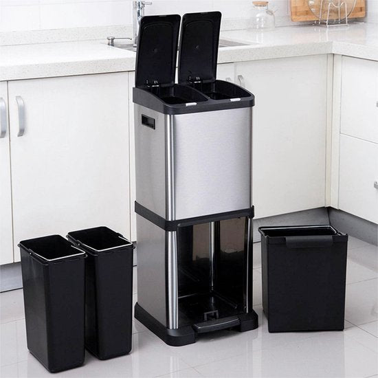 Trash Can 3 Compartments - 18L+8L+8L - Waste Separation - Pedal Bin/Waste Bin