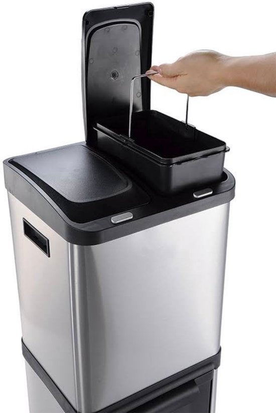 Trash Can 3 Compartments - 18L+8L+8L - Waste Separation - Pedal Bin/Waste Bin