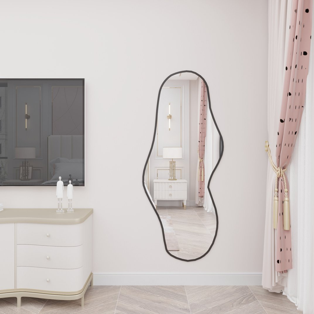 SensaHome Full Length Mirror Nástěnné zrcadlo - Minimalistický design Nástěnné zrcadlo - Zrcadlo s kovovým okrajem - Moderní - Zrcadlo do šatny - Tvar - 50x160