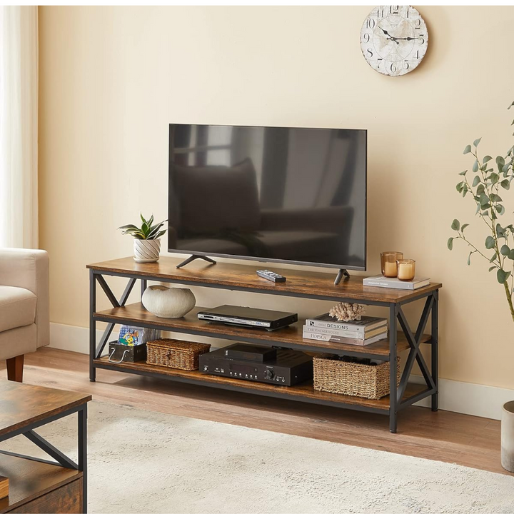 Vintage wooden TV cabinet with steel frame - Brown