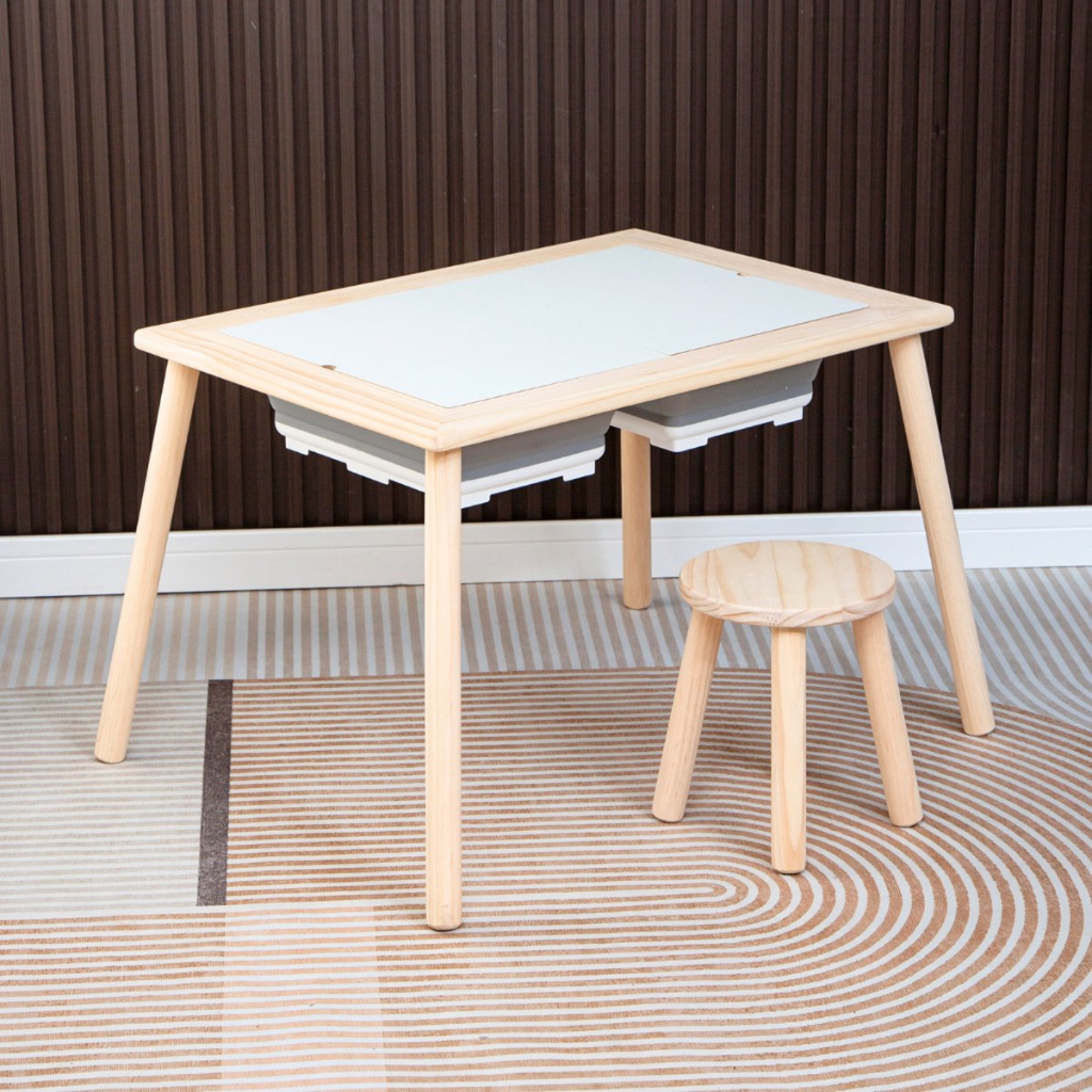 Children's table with chair and storage