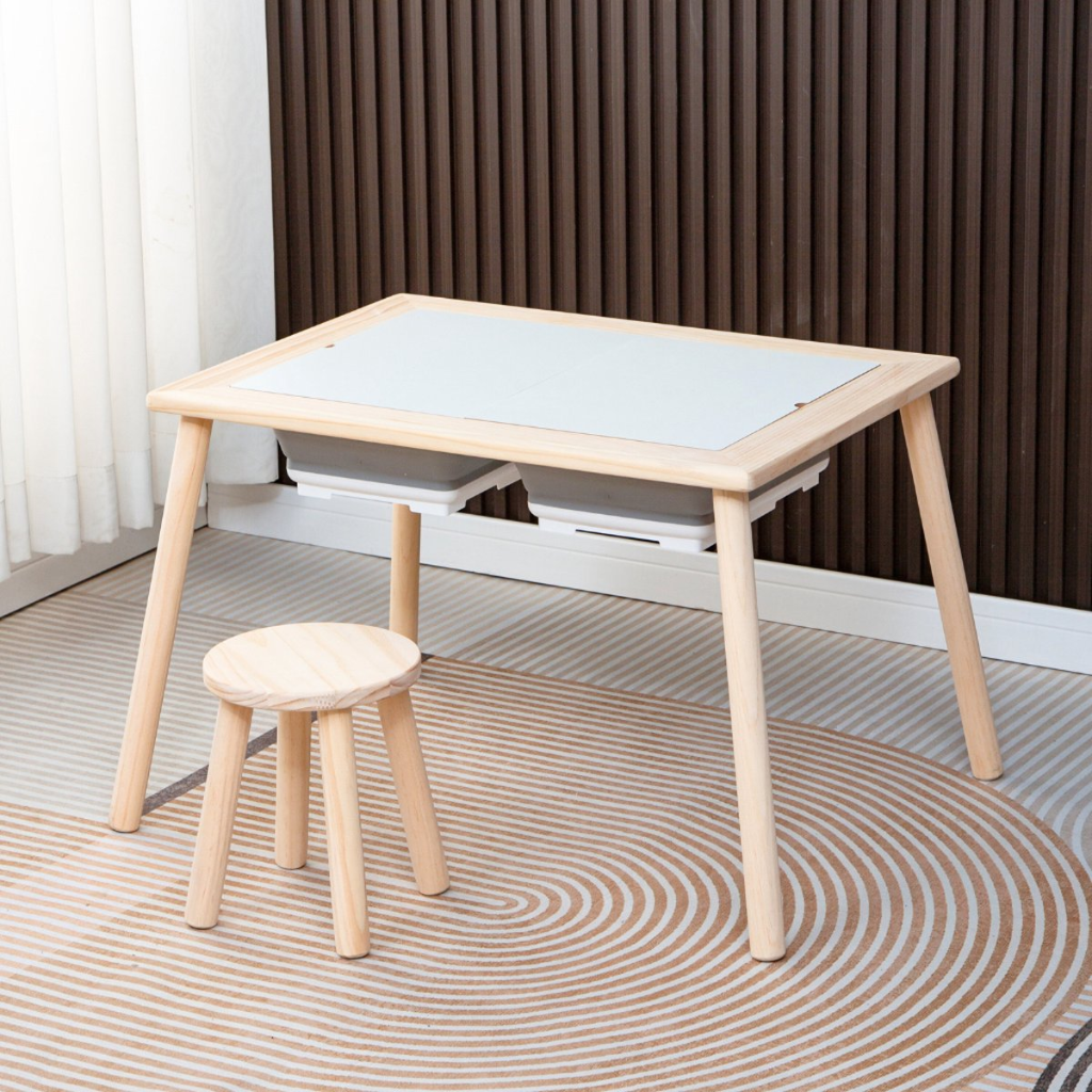 Children's table with chair and storage