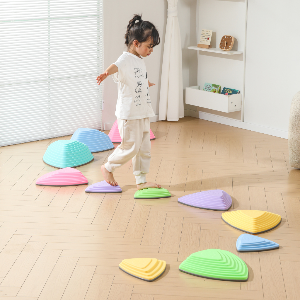 Montessori flodsten balancesæt 11 stykker multicolor