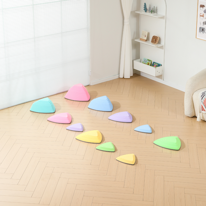 Montessori flodsten balancesæt 11 stykker multicolor