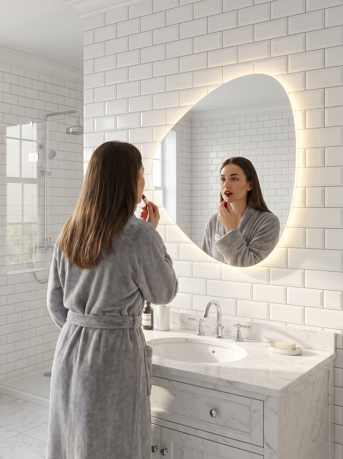 Asymmetrical LED bathroom mirror Noah