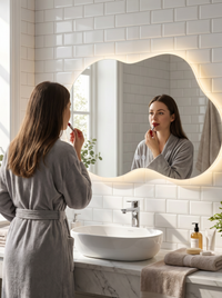 Asymmetrical LED bathroom mirror Nathan