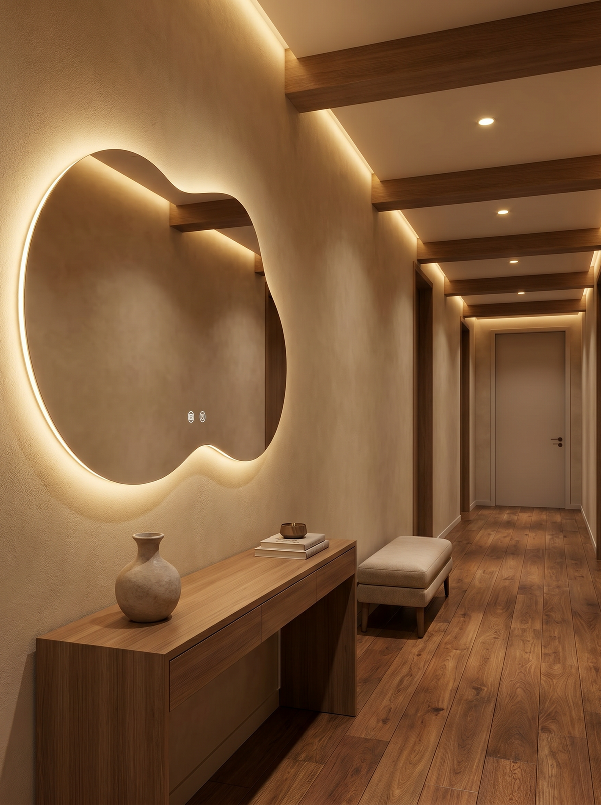 Asymmetrical LED bathroom mirror Nathan