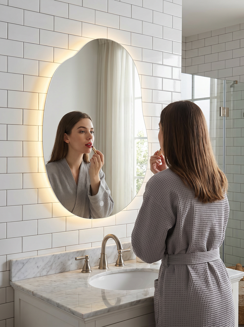 Asymmetrical LED bathroom mirror Lucas
