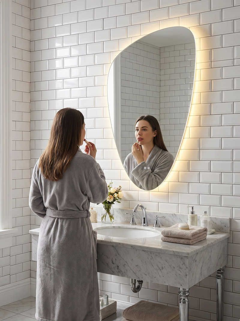 Asymmetrical LED bathroom mirror Adrian