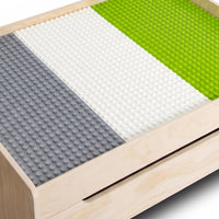 Children's play table with building plate and storage drawer