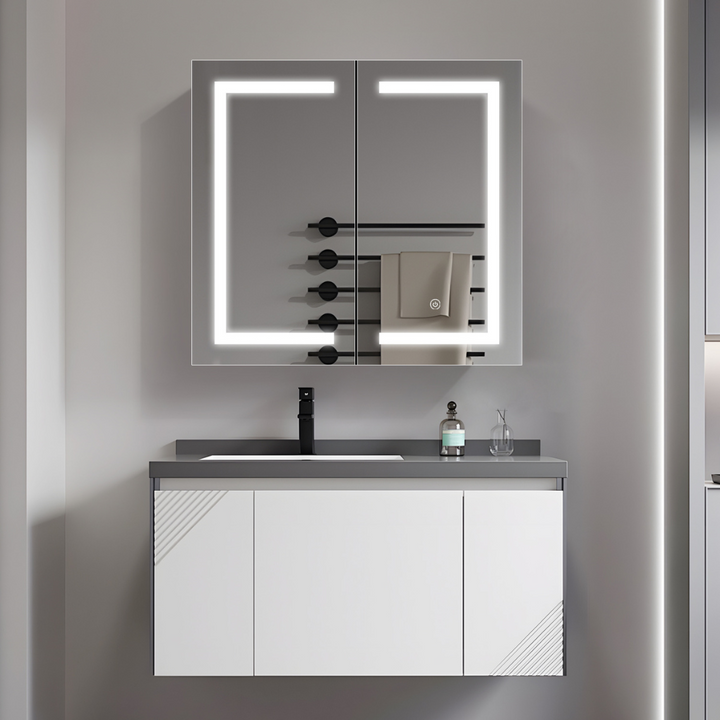 Mirror cabinet with LED lighting - 60x65cm