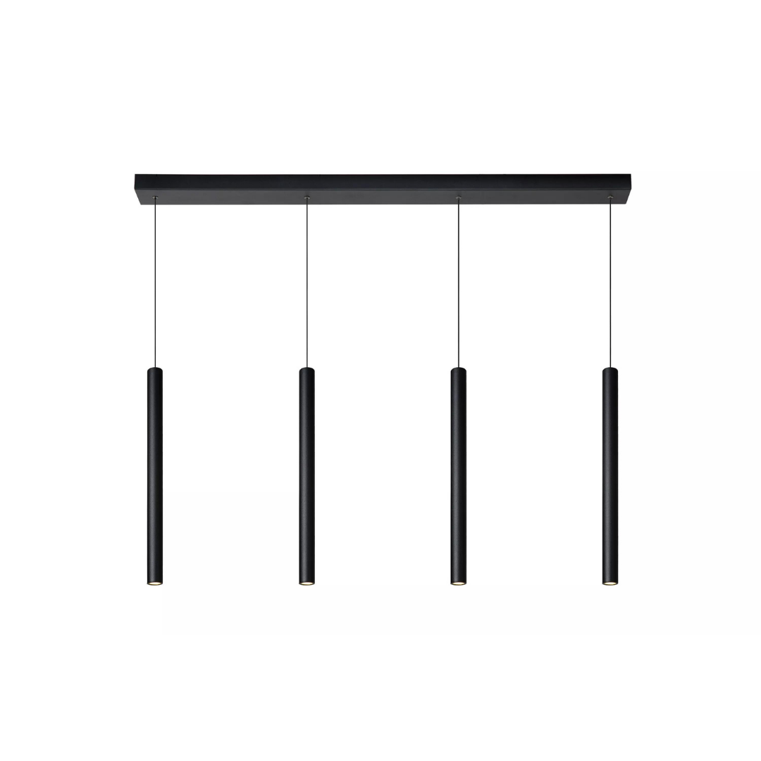 SensaHome 74403BK - Elongated LED Hanging Lamp Black 4 Lights - Modern and Minimalist Ceiling Lamp Dining Table - Tubular Industrial Tube Design Lamp Metal - 143x80x40x6cm - 4xLED GU10 3W -