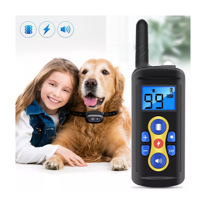 Uppladdningsbart elektroniskt halsband för hundar - Vattentätt, Anti-Bark, med fjärrkontroll
