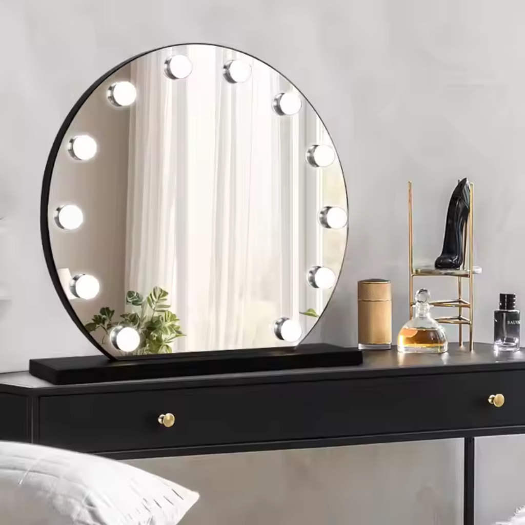 Miroir Hollywood avec lumières noir 60 cm