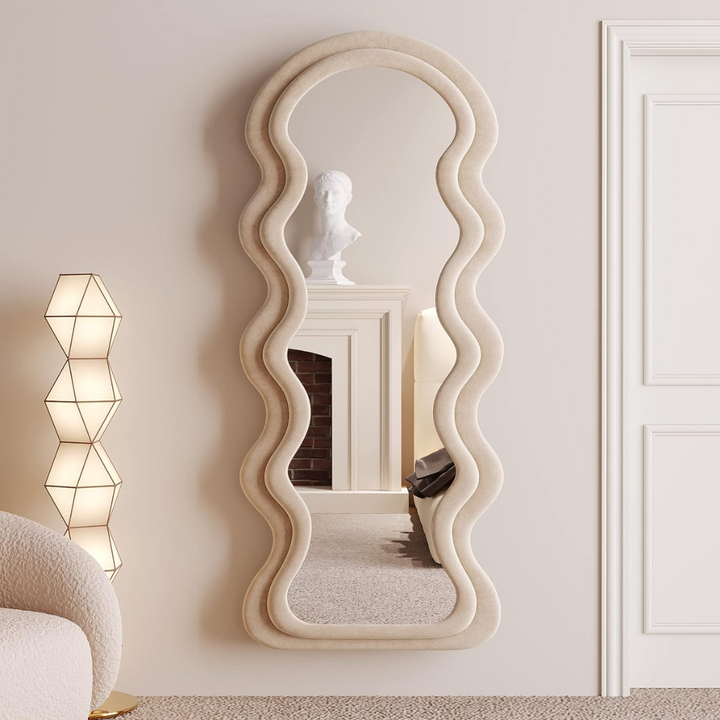 Full-length mirror Suede Velvet - 160x60cm - Taupe Beige