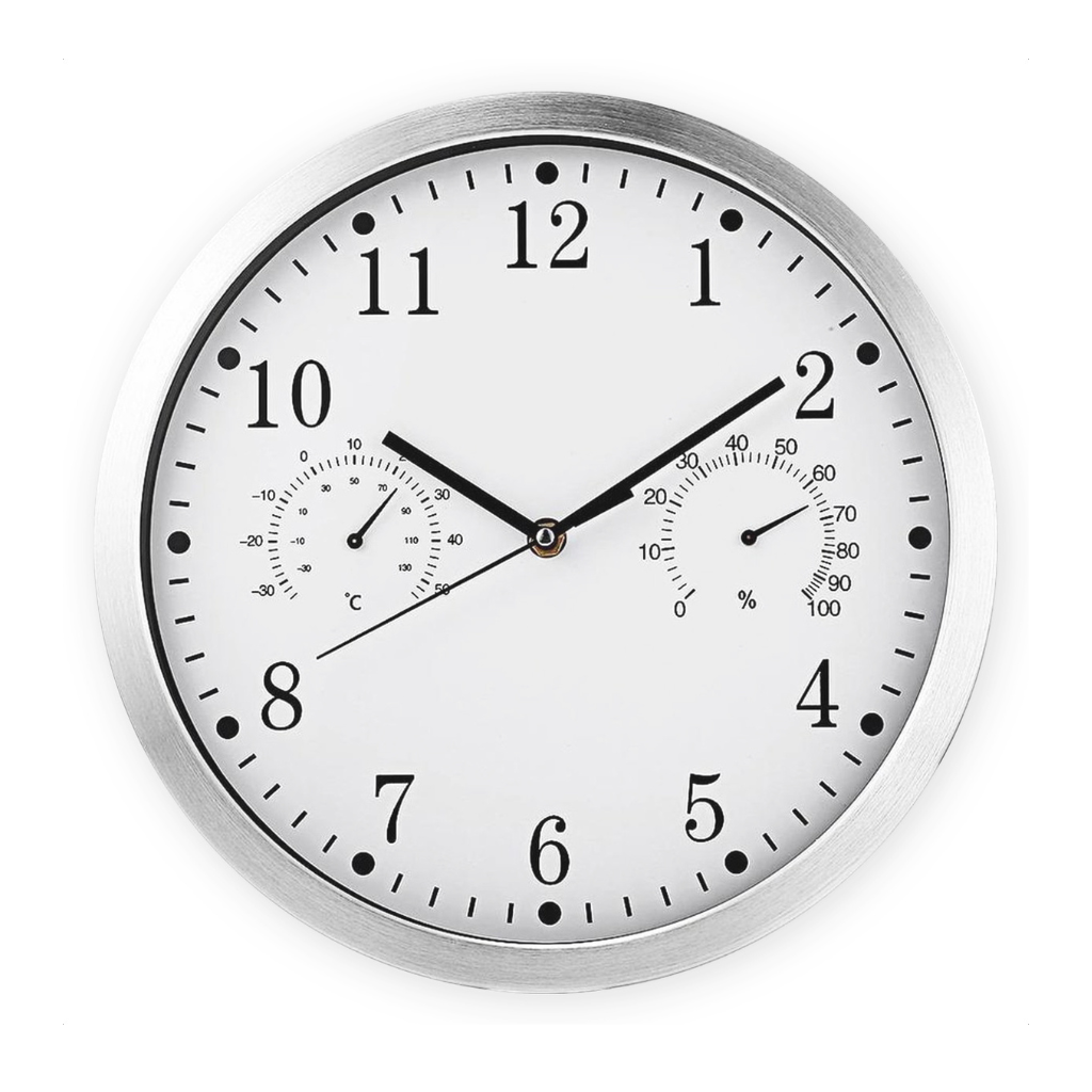 Wall Clock 3-in-1 - Silent Metal Quartz Wall Clock - Thermometer & Hygrometer