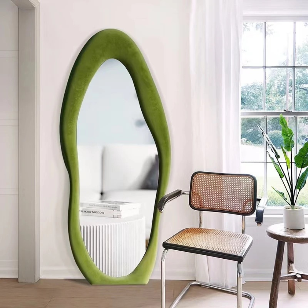 Upholstered Standing Mirror Shaped 160x60 cm - Green