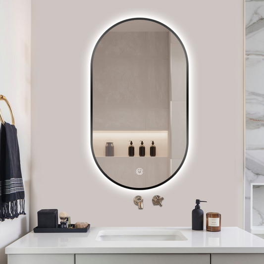 Oval bathroom mirror Nina with dimmable LED lighting