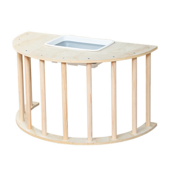 Buxibo Puente trepador de madera/arco trepador con contenedor de almacenamiento - Arco de juego con contenedor - Mesa infantil de madera multifuncional - 90x50x50cm