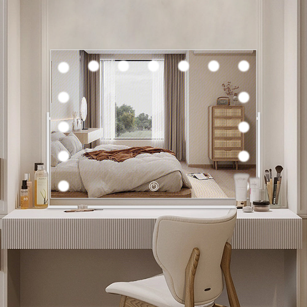 SensaHome Hollywood Miroir avec éclairage - Miroir de maquillage avec lampes LED - Maquillage - Intensité variable - Pour lui/elle cadeau - Grossissement 5x - 40x60cm