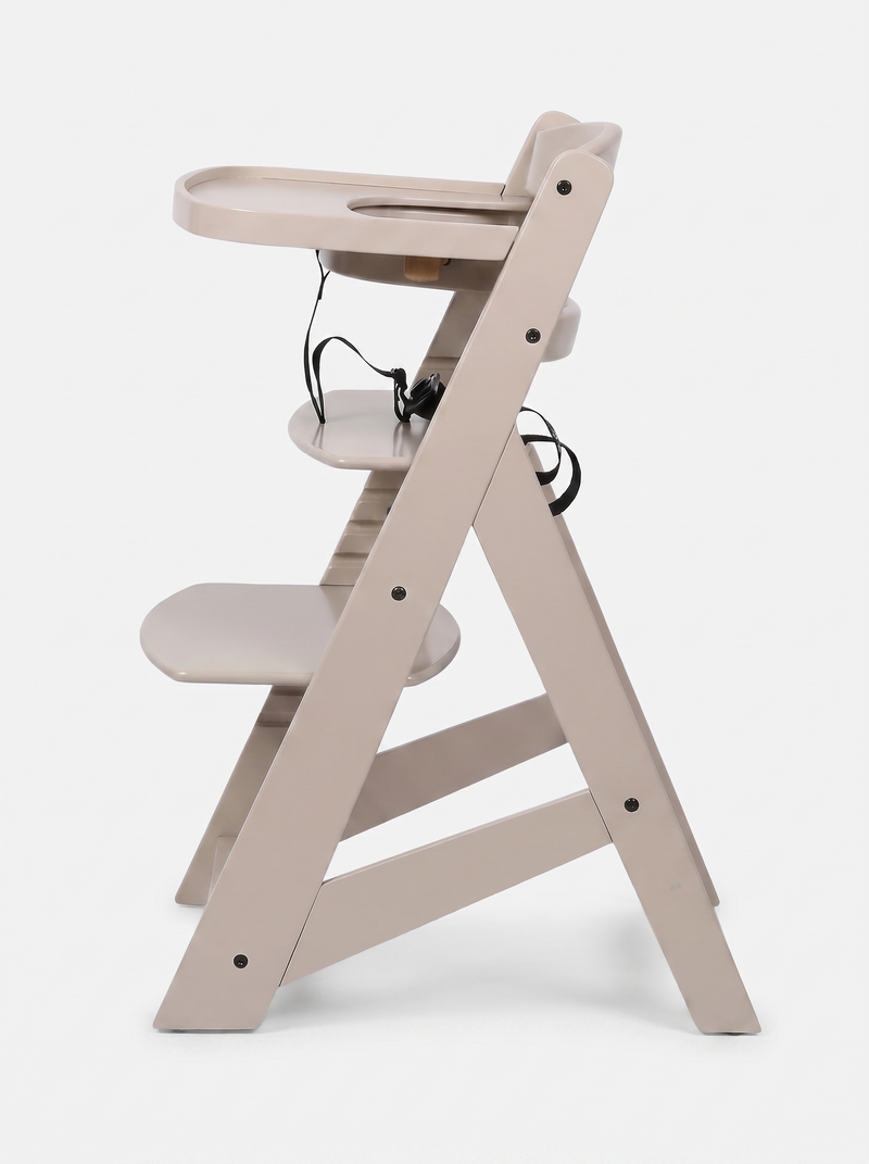 Chaise haute réglable avec plateau et coussin