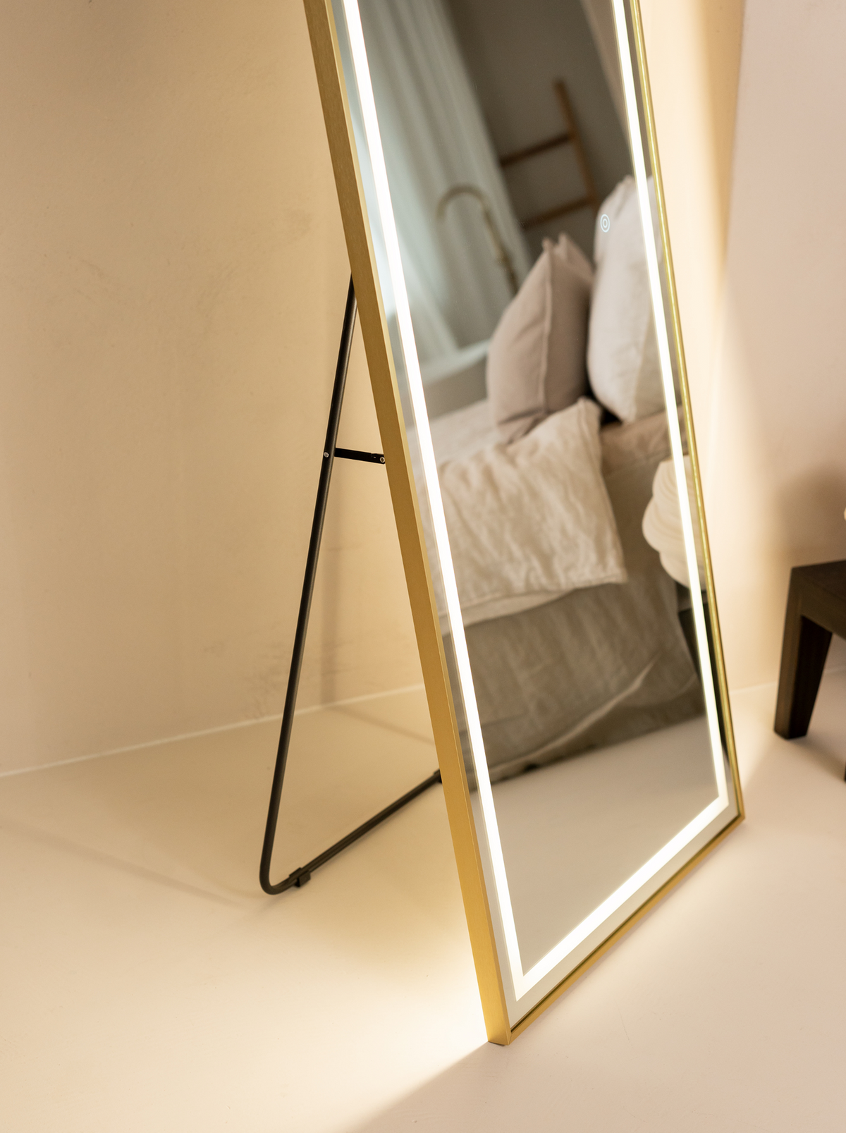 Oval standing mirror Cassian with LED lighting