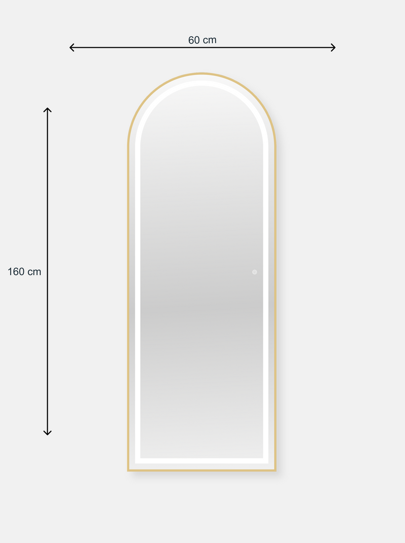 Miroir ovale sur pied Cassian avec éclairage LED