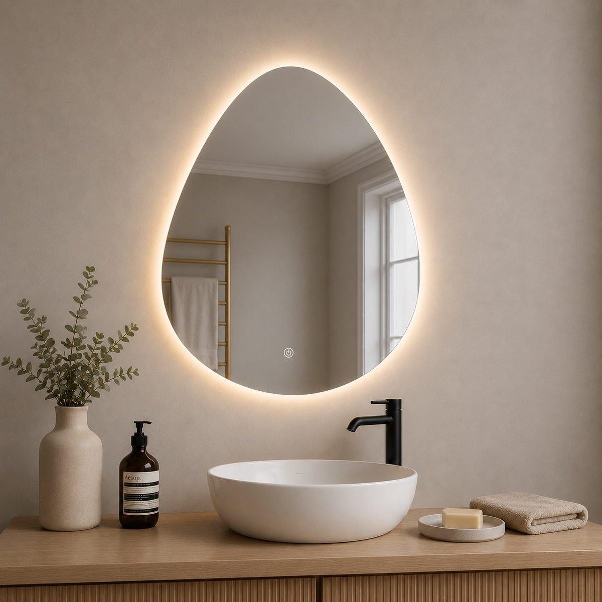 Asymmetrical LED bathroom mirror Oliver