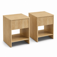 Japandi-Nachttisch-Set mit geriffelter Schubladenfront