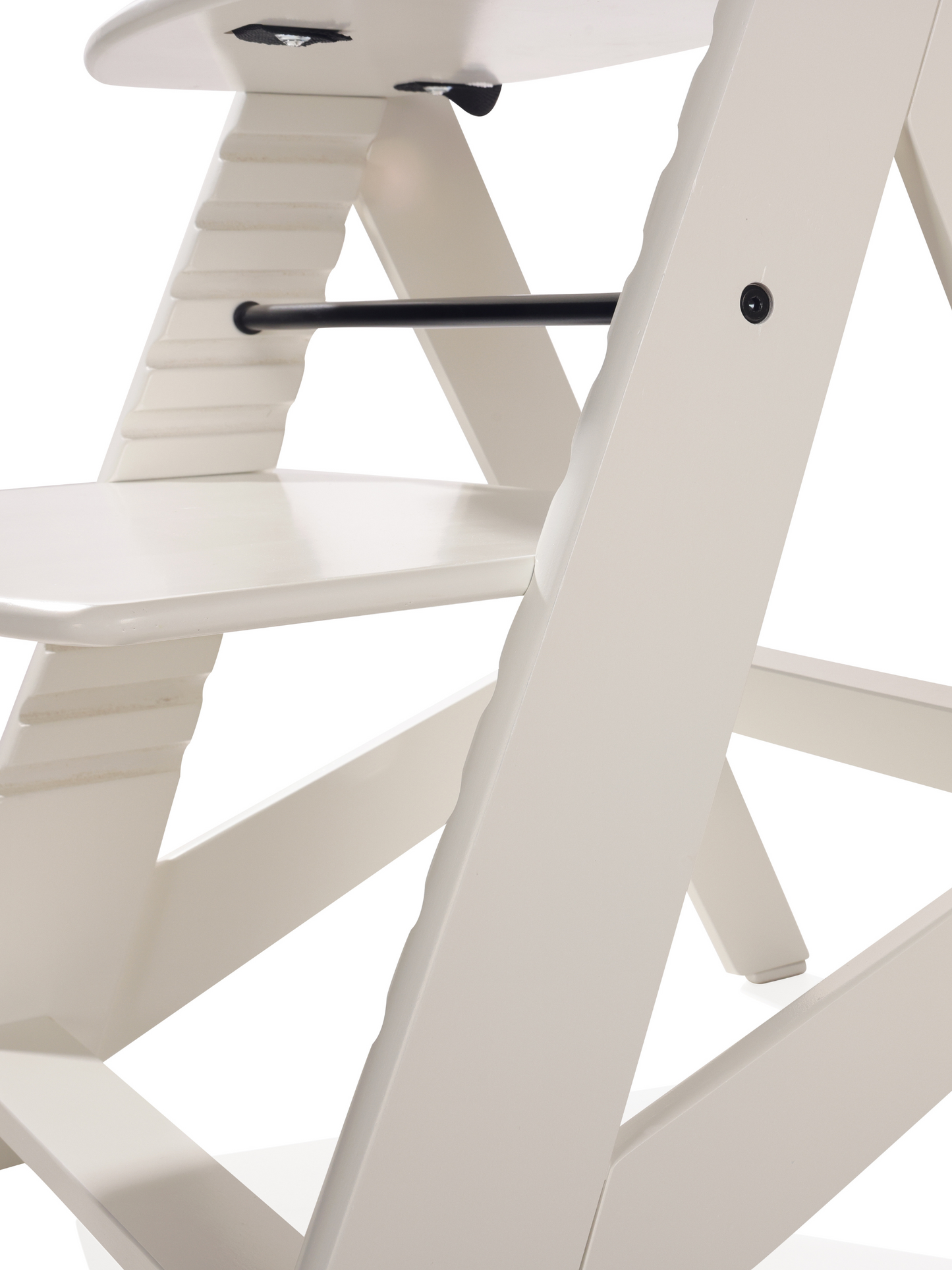 Wooden children's chair with tray and cushion