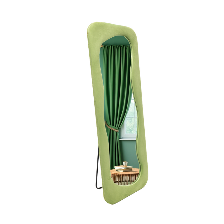 Espejo de pie tapizado asimétrico Curvy - 60x160 cm - Verde