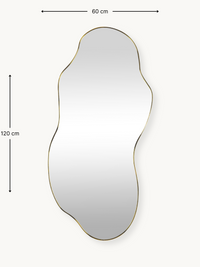 Luciano organic wall mirror with gold PVC frame shown front-on with dimension annotations: 60 cm wide, 120 cm tall