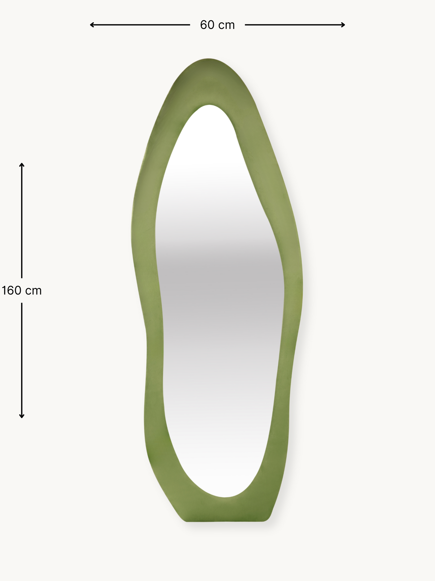 Asymmetrical standing mirror Seraphina with suede velvet upholstery