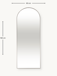 Dimension diagram of arched full-length mirror showing 160 cm height and 60 cm width with measurement arrows