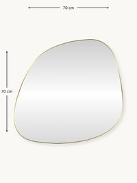 Alaric organic wall mirror size diagram showing 70 cm width and 70 cm height with thin gold PVC frame
